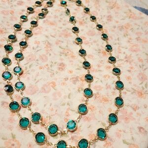 Elegant Gold and Green  Crystal Necklace 35:
